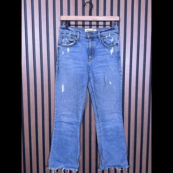 Reformation Denim - Reformation Jeans 25 Womens Blue Straight Frayed Distressed High Rise Ankle